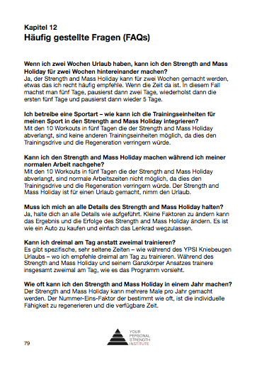 eBook & Videos - Strength and Mass Holiday (Deutsch)