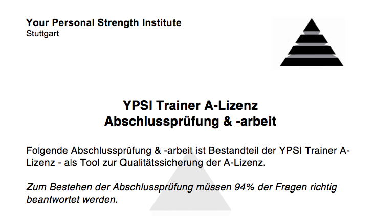 YPSI Trainer A-Lizenz – Abschlussprüfung & -arbeit