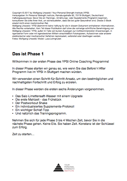 Das YPSI Online Coaching Programm (deutsch)